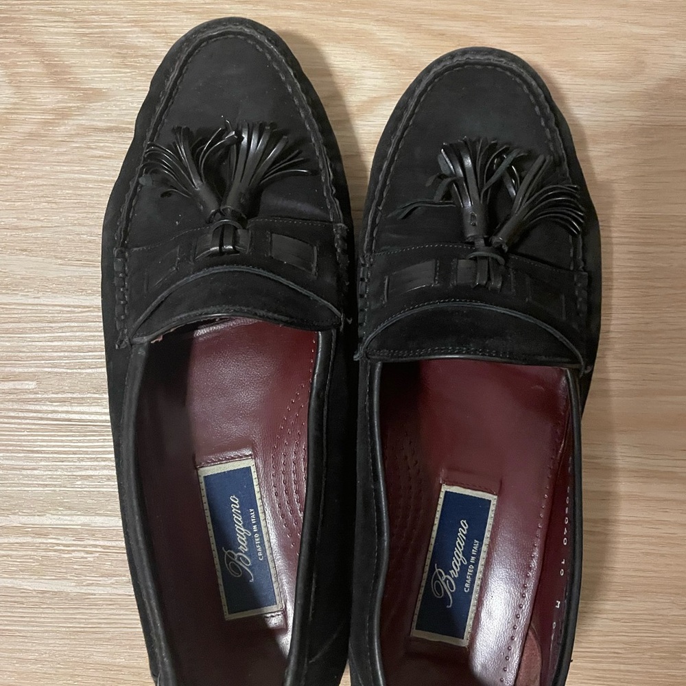 Brezza Black Leather Men's Tassel Loafers